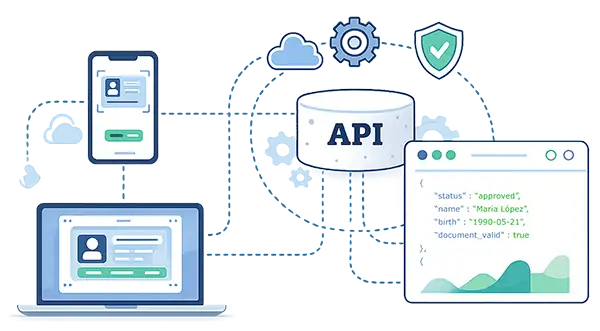 Illustration of eKYC Docs integration through REST API with real-time results