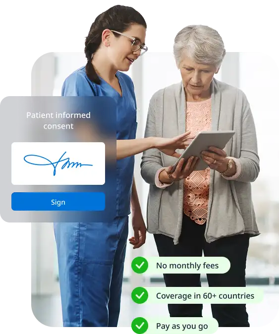 Patient completing a digitally-certified informed consent form
